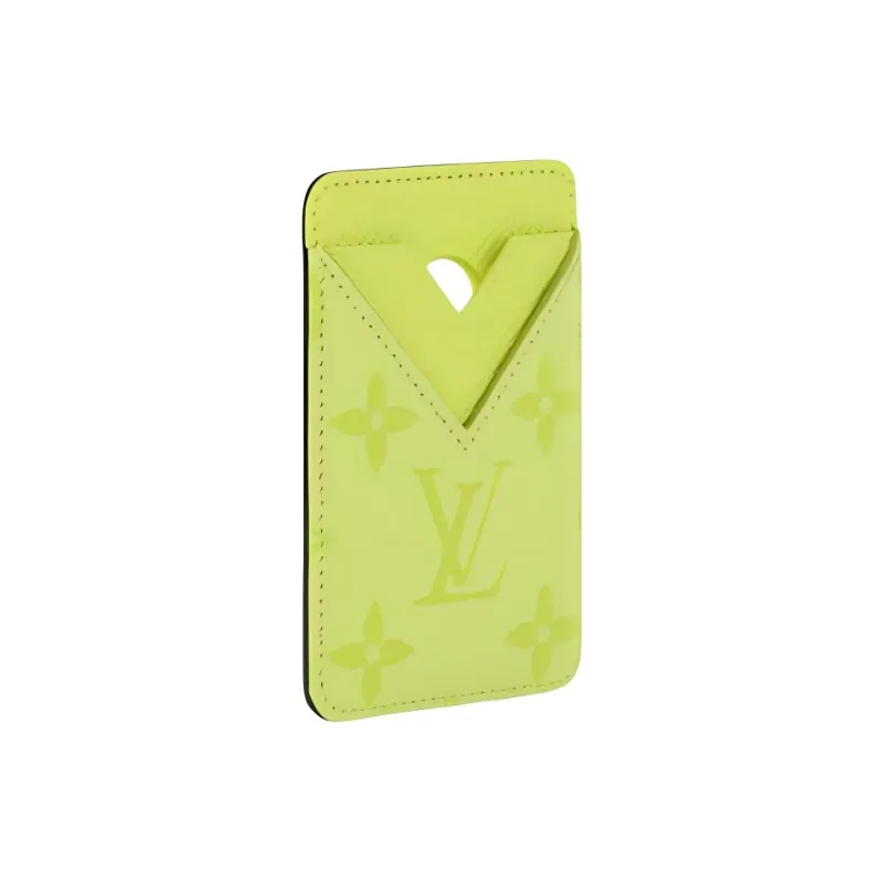 LOUIS VUITTON Cow Leather Card Holder Women's Green-1