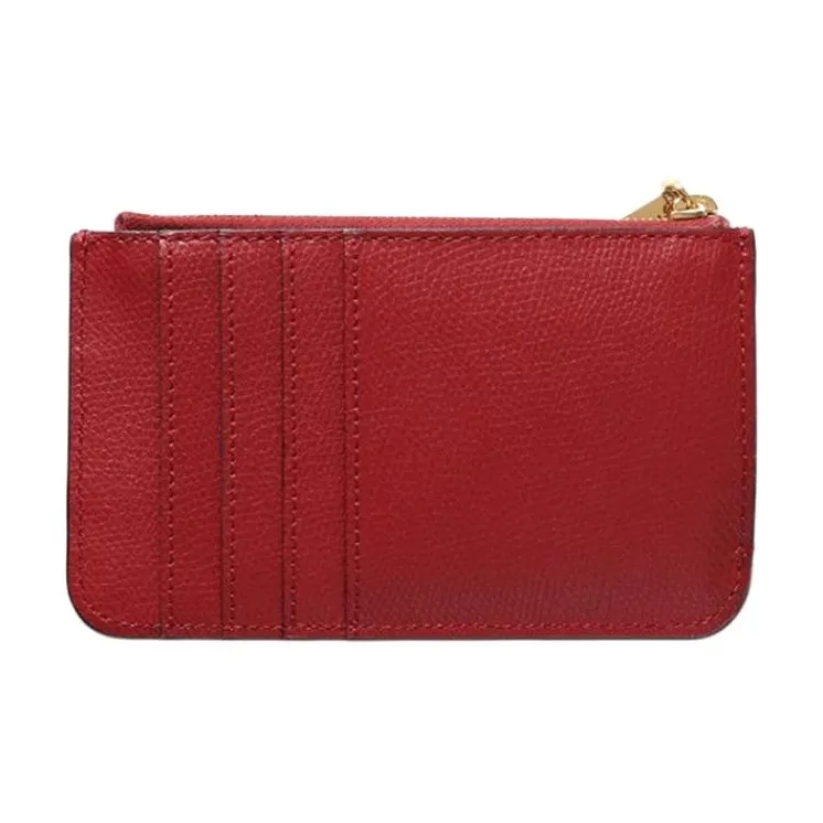 FENDI F Is Fendi Calfskin Coin Purse Card Holder Clutch Wallet Women's Red-1