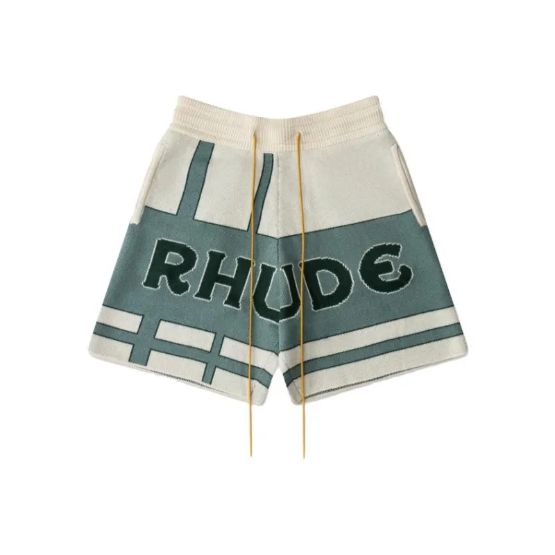 RHUDE Casual Shorts Men White Green-0