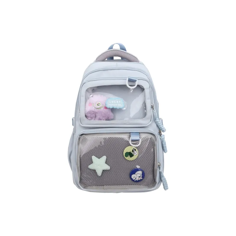 H YXIANG Nylon With PVC Backpack Unisex Multicolor-1