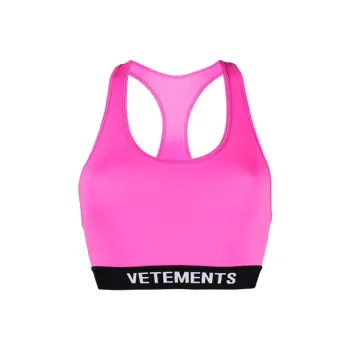 Vetements Logo Sports Bra 'Hot Pink/Black'