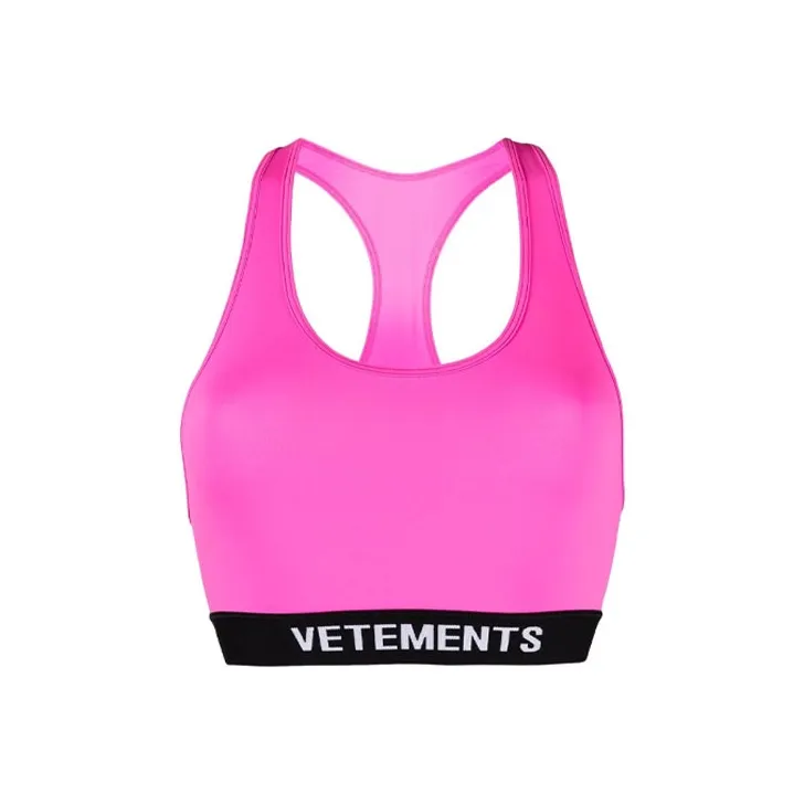 Vetements Logo Sports Bra 'Hot Pink/Black'-0