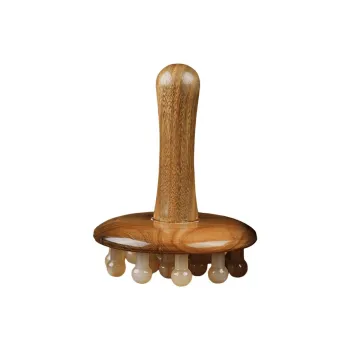 Gentle Welcome Ox Horn Sandalwood Round Plate Comb Hair Care And Conditioning Tool