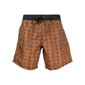 MCM Monogrammed Drawstring Swimming Shorts