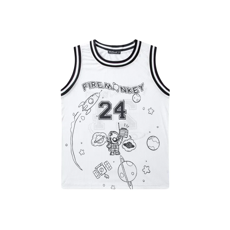 FireMonkey Basketball Jerseys Unisex White-2