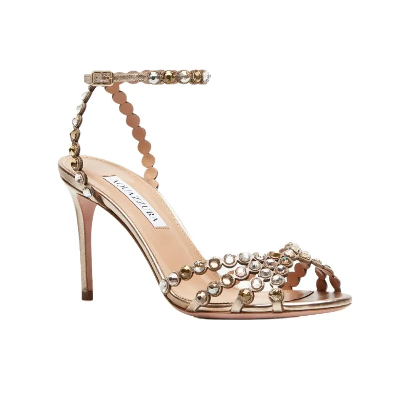 AQUAZZURA Tequila One Strap Sandals 8.5cm Women's Gold-2