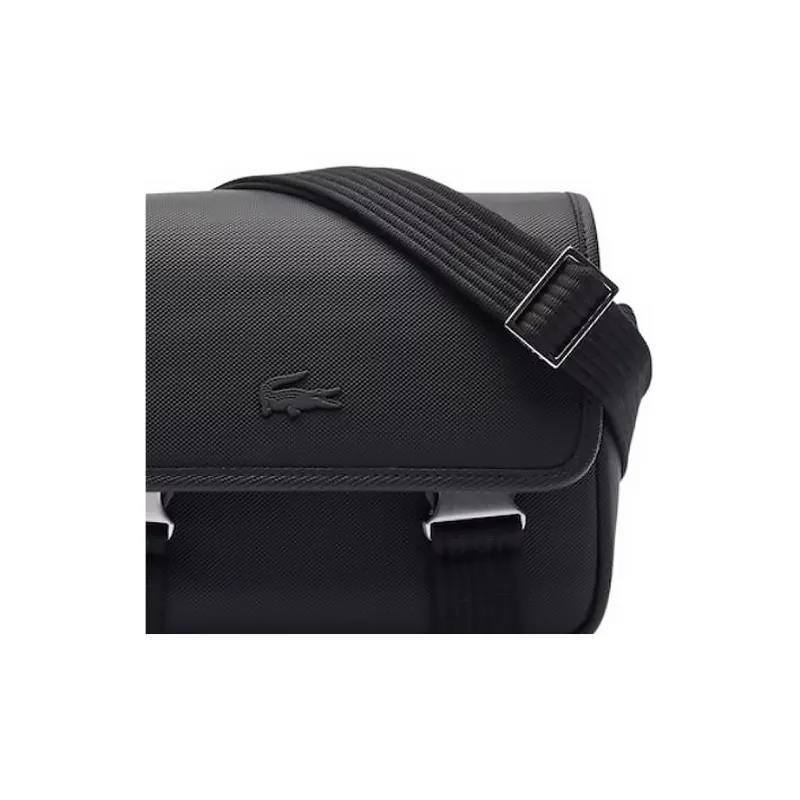 LACOSTE Polyurethane Shoulder Bag, Crossbody Bag Men's Black-4