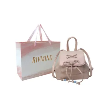 RIVMIND PU Double-Shoulder Handbag Women's Ecru/Silver/Black/Pink