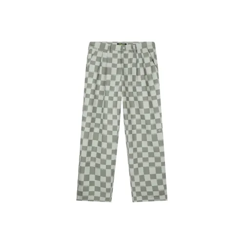 Caver&Hunter Casual Pants Unisex Gray Green Plaid