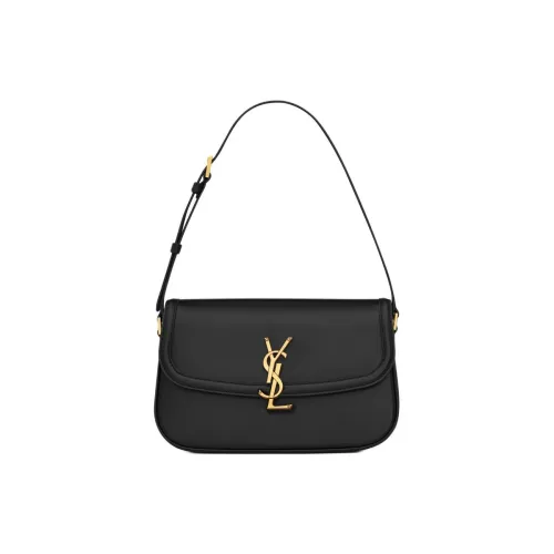 SAINT LAURENT SOLFERINO Cow Leather Shoulder Bag Medium Size Women's Black