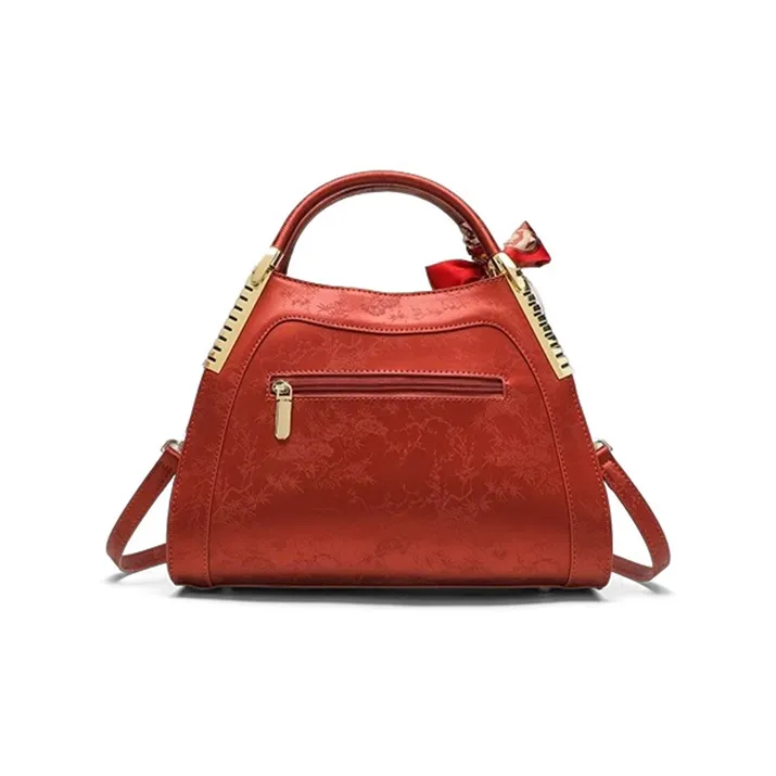 CLEVER& KETCH PU Shoulder Bag, Handbag Women's Red/Apricot-2