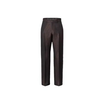 LOUIS VUITTON Wool Silk Blend Monogram Evening Cigarette Pants