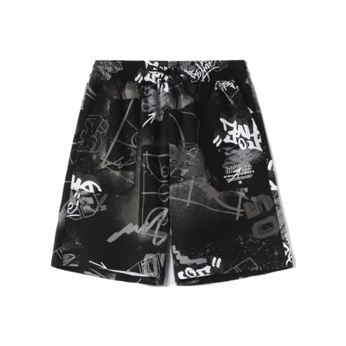 LINING Basketball Collection Sports Shorts Men Black White Camouflage