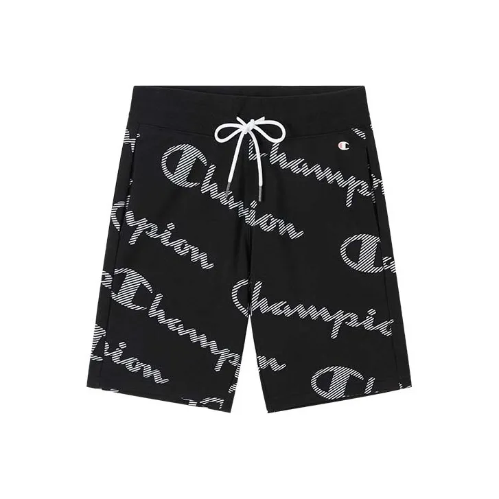 Champion Casual Shorts Europe Version Unisex Black All Over Print-0