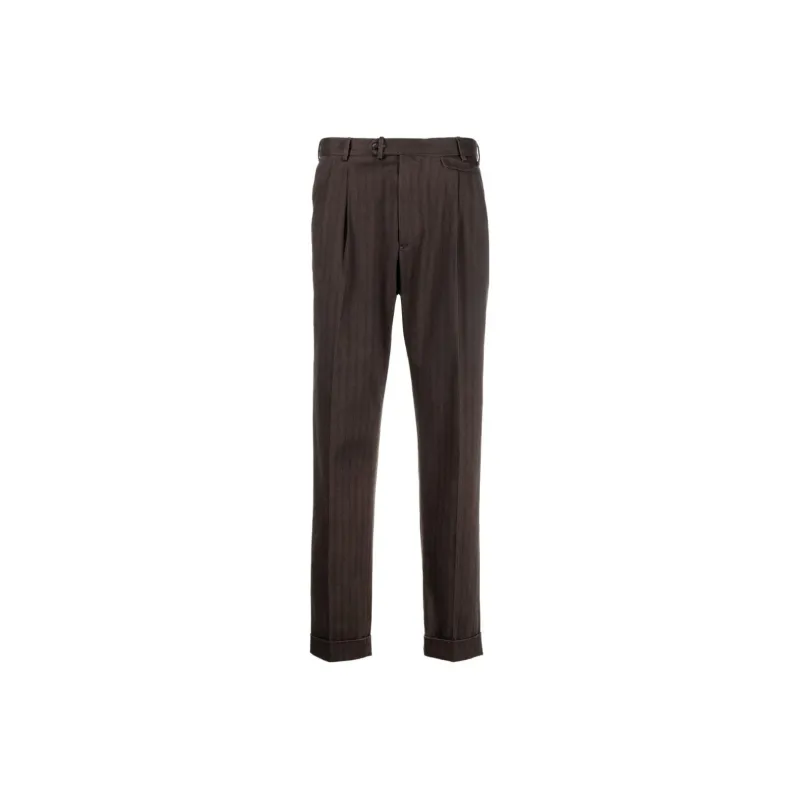 Dell'oglio Herringbone Cotton blend Tapered Trousers-0