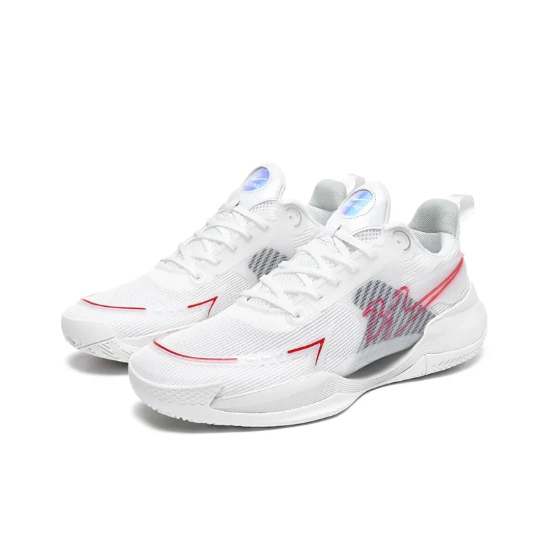 Binary Cushioning Support Abrasion Resistant Breathable Slip Resistant Low Top Basketball Shoes Unisex Original White-2