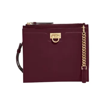 FERRAGAMO Trifolio Calfskin Shoulder Bag Women's Purple