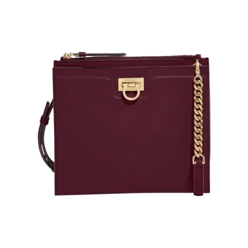 FERRAGAMO Trifolio Calfskin Shoulder Bag Women's Purple