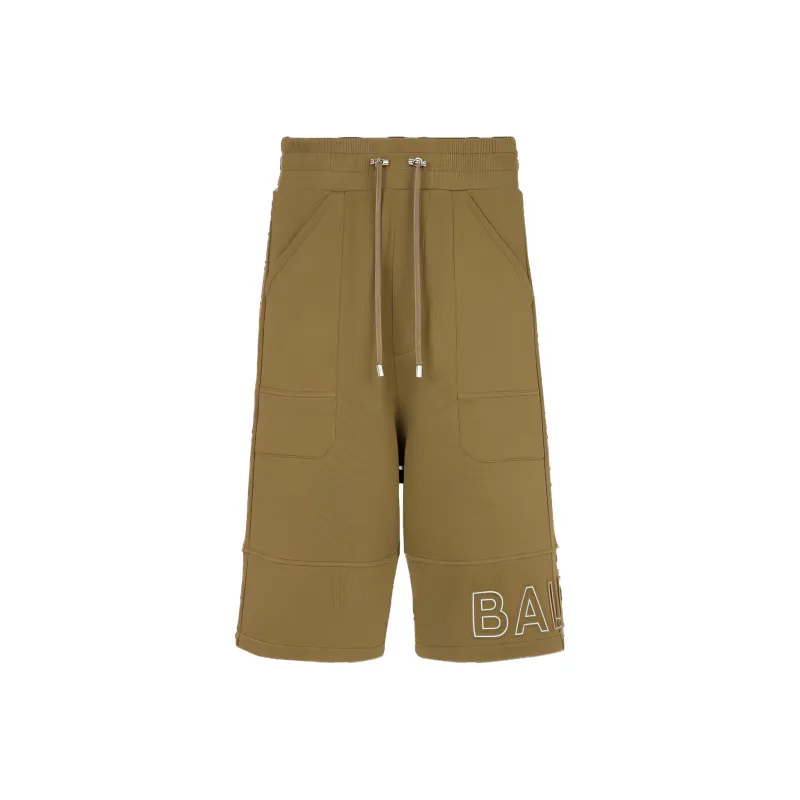 BALMAIN Logo print Organic cotton Shorts-0