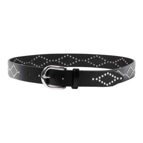 ISABEL MARANT ETOILE T Shirt Mens Gray Leather Belts Women's Black Width 3CM