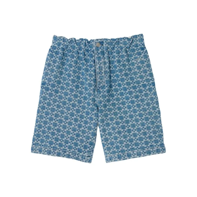 Sandro Logo jacquard Denim Shorts-0