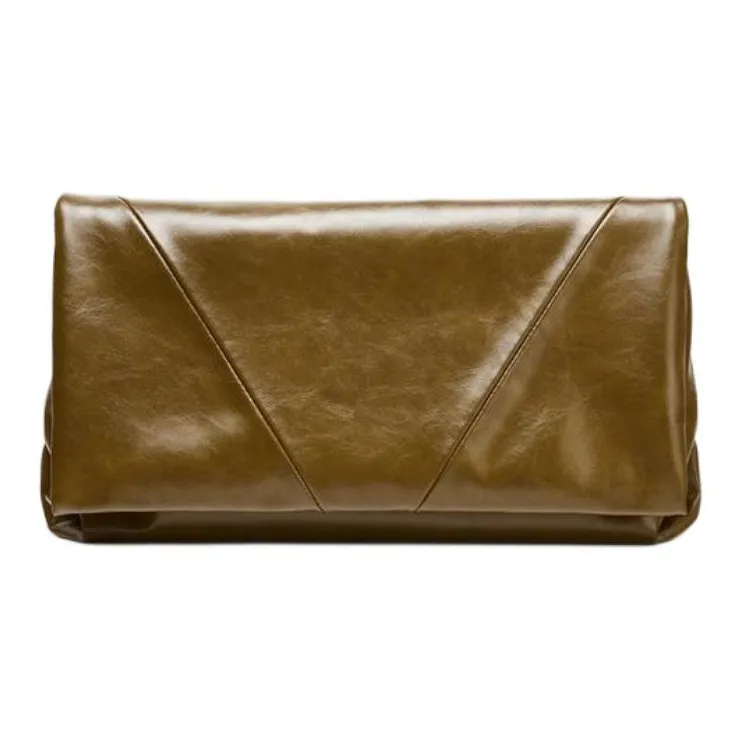 ZARA Polyurethane Crossbody Bag Women's Brown Green-0