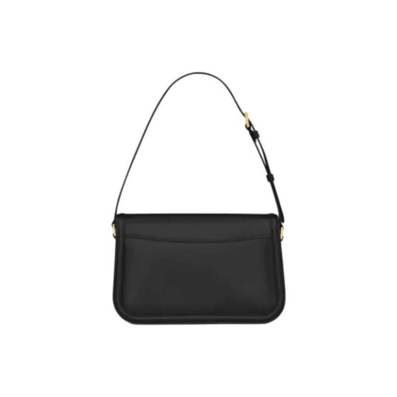 SAINT LAURENT SOLFERINO Cow Leather Shoulder Bag Medium Size Women's Black-3