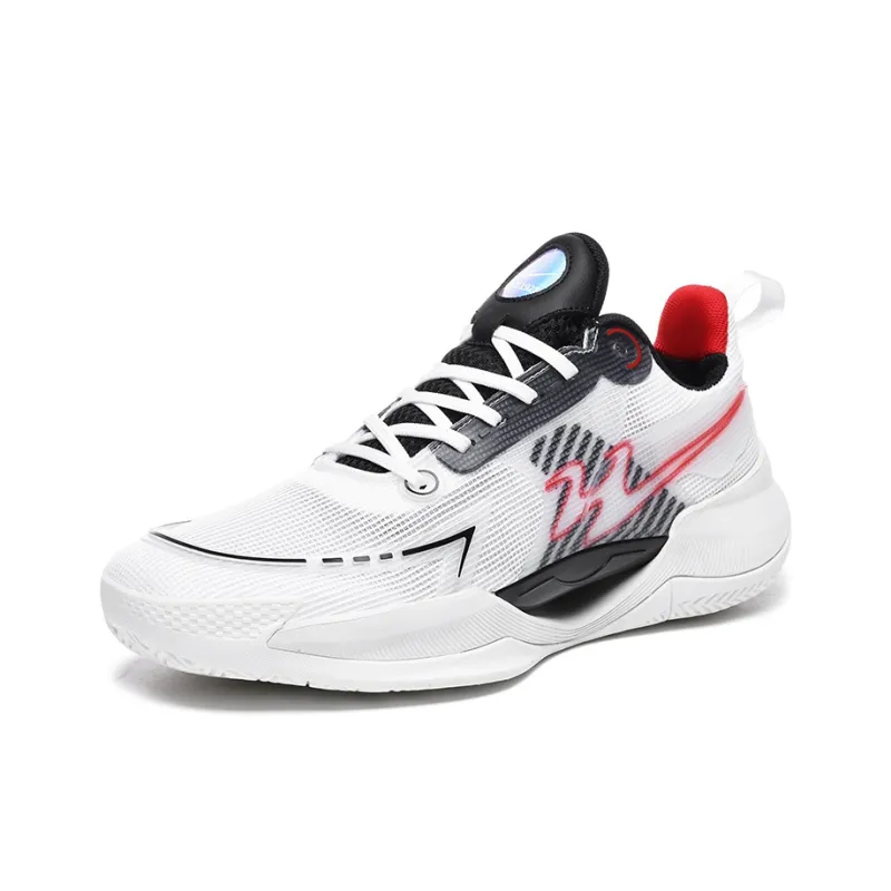 Binary Cushioning Support Abrasion Resistant Breathable Slip Resistant Low Top Basketball Shoes Unisex Black Red-1