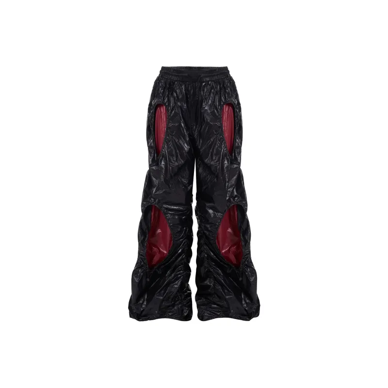 START EXCEED END Drawstring Casual Wide Leg Floor Length Pants Unisex Black Pants-0