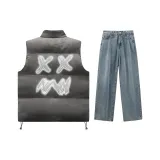 Clothing Set (Gray Top+Medium Blue Pants)