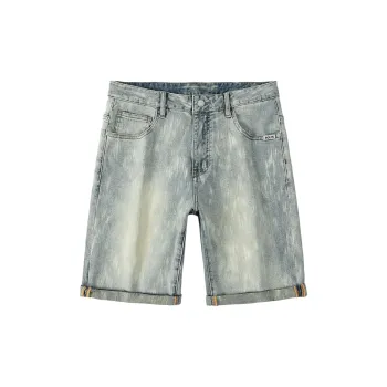 Jeep Casual Straight Fit Wide-Leg Micro-Stretch Denim Shorts Unisex