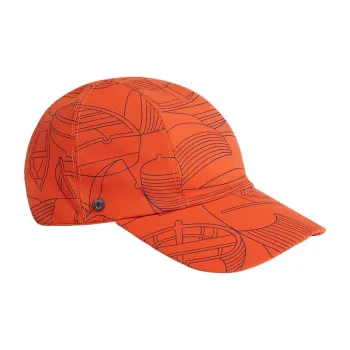 HERMES Polyamide Baseball Caps Unisex Orange