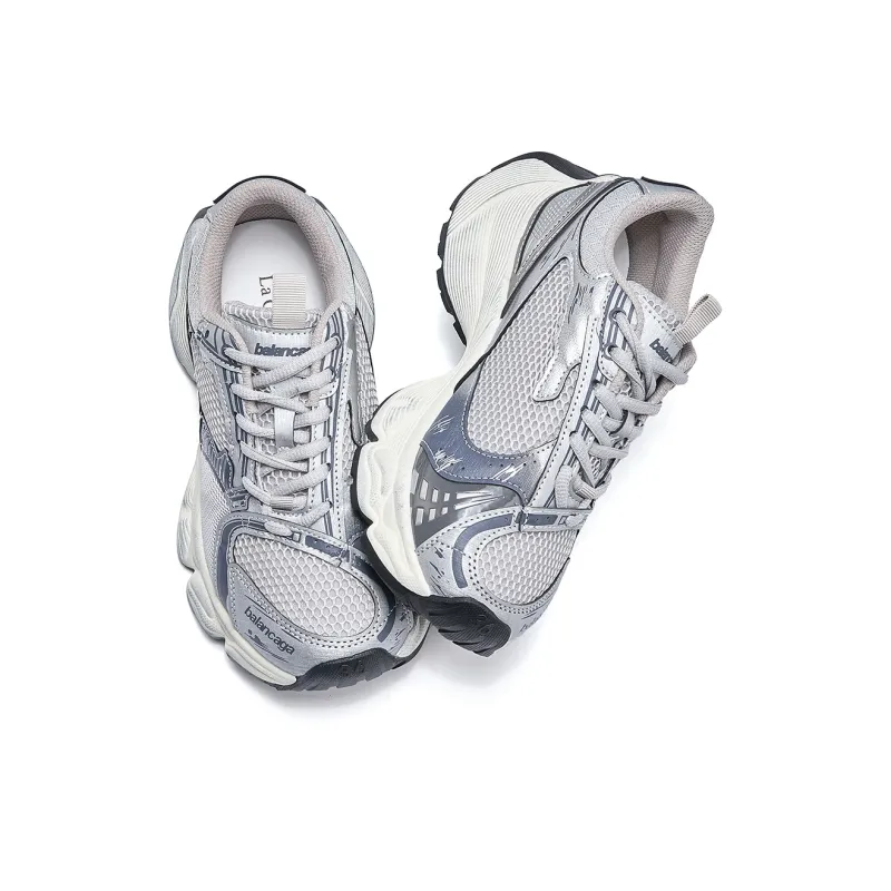 La Chapelle Slip Resistant, Abrasion Resistant, Lightweight Low Top Chunky Sneakers Women's Gray-2