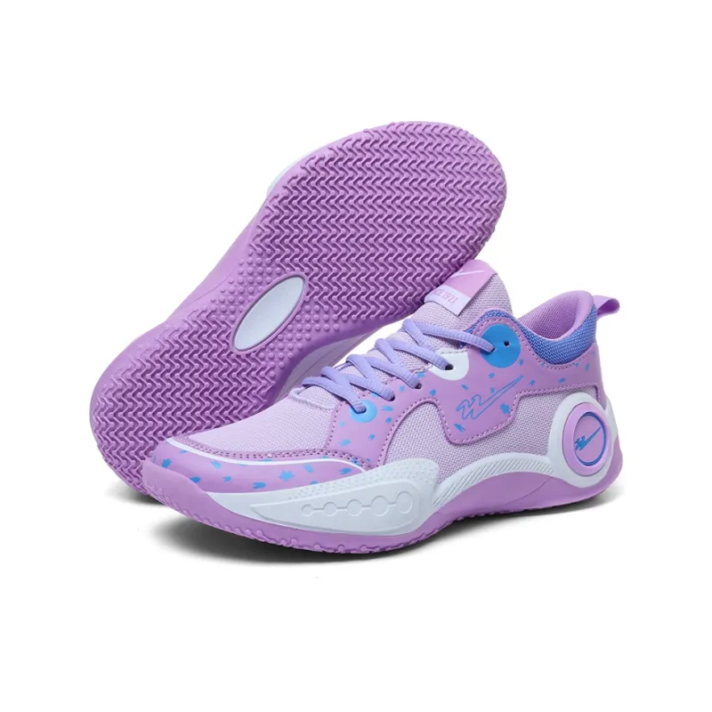 Binary Cushioning Abrasion Resistant Breathable Slip Resistant Low Top Basketball Shoes Unisex Purple-2