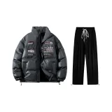 Set (Volcanic Gray Puffer Jacket+Black Casual Pants)