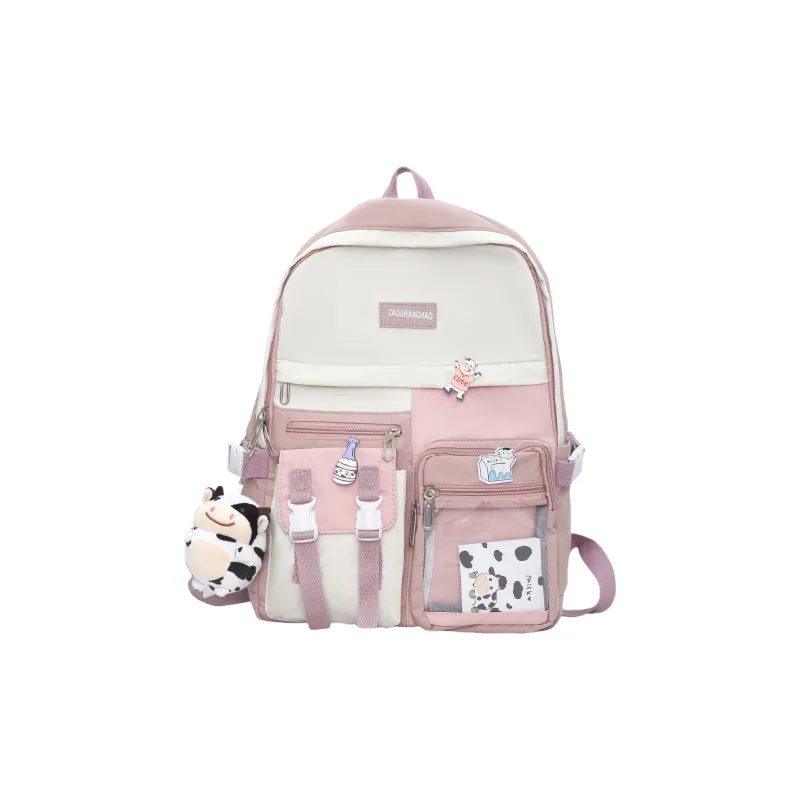 ZOGA Nylon Backpack Unisex Pink Blue/Black/Blue/Pink-2