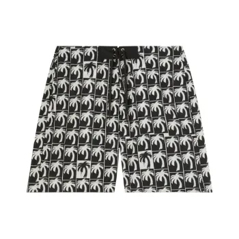 PALM ANGELS Logo Printed Drawstring Swim Shorts