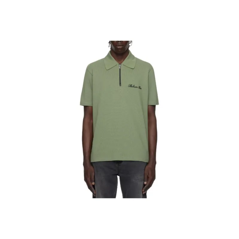 BALMAIN Logo Embroidered Short Sleeved Polo Shirt-0