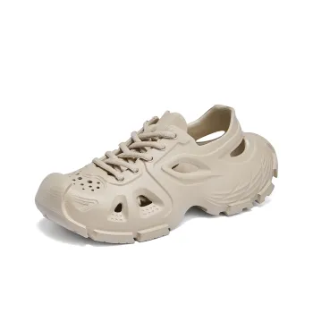 La Chapelle Almond Tofu Milk White Soft Feel Chunky Puff Shoes, Modern Fashion Style Clogs Unisex Beige