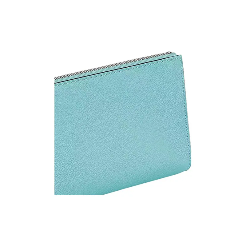 HERMES Calfskin Cosmetics Bag Makeup Bag Small Size Women's Light Blue-2