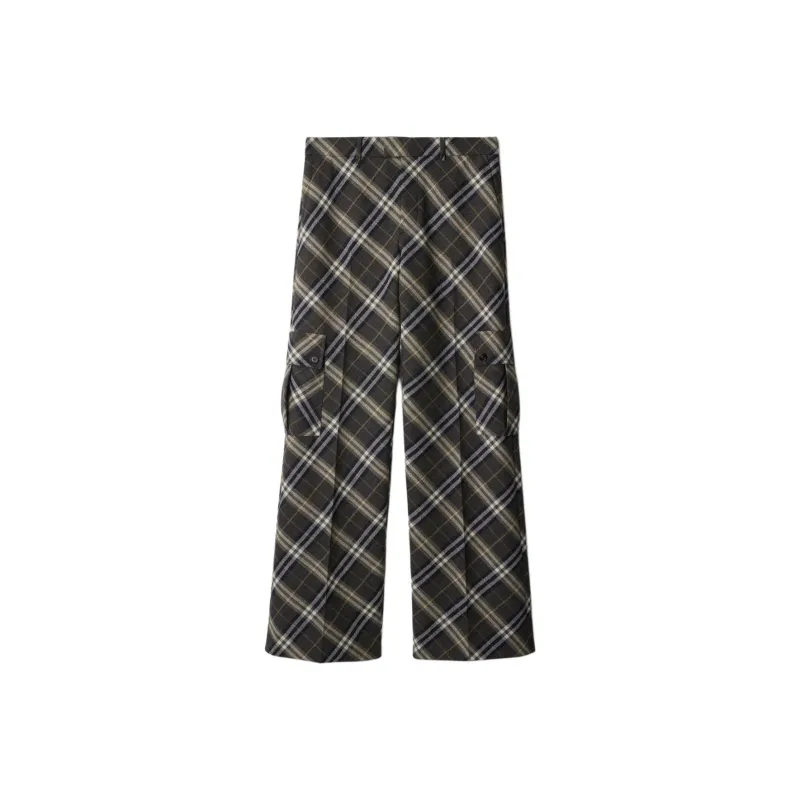 Burberry Checked Wool Tailored Trousers-0