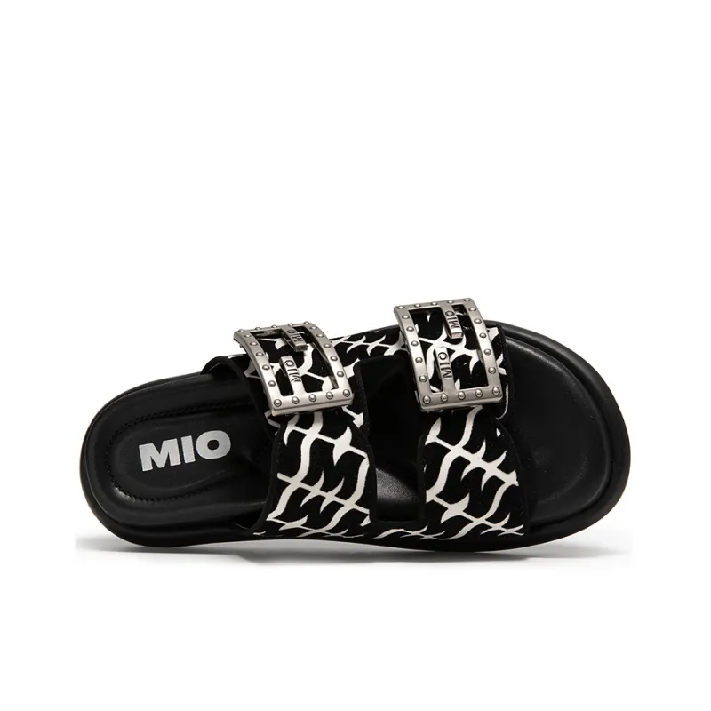 MIO Slide Slippers Women's Black, White-9