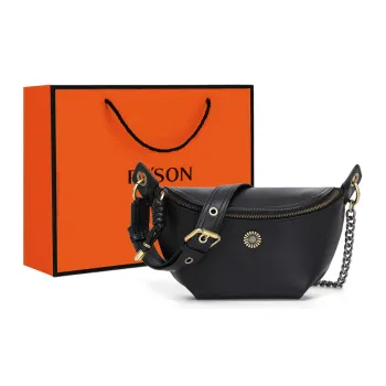 PT'SON Cow Leather Saddle Bag, Shoulder Bag, Crossbody Bag Regular Women's Black