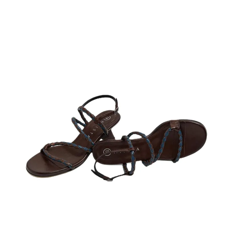 MIISTA Tabora One Strap Sandals 6cm Women's Brown-2