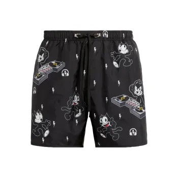 Neil Barrett Neil Barrett X Felix The Cat Co-brand Swimming Shorts Men Black