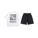 Set (White Top+Black Denim Shorts)