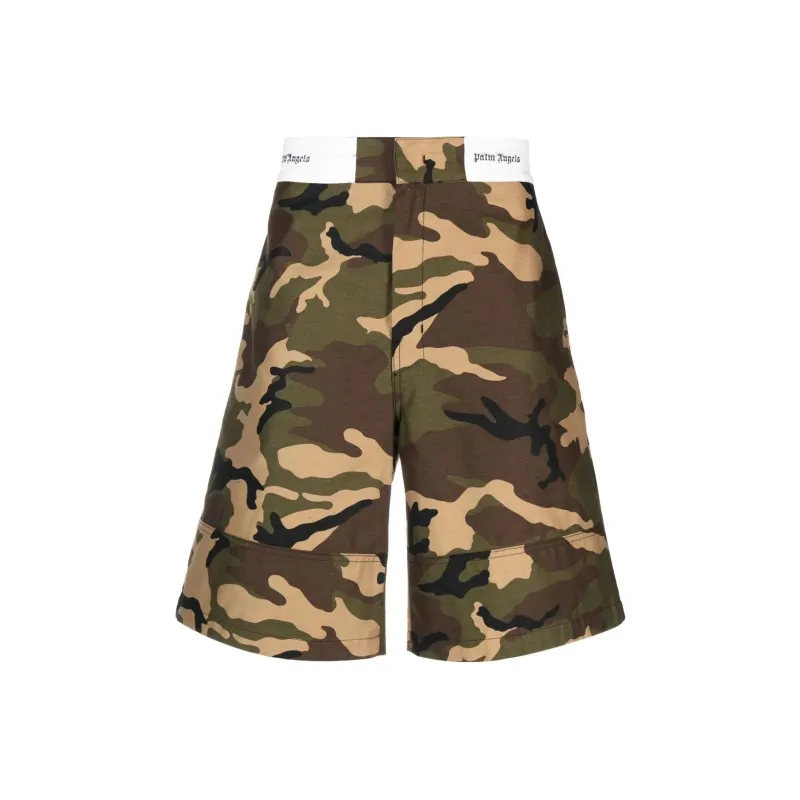 PALM ANGELS Camouflage Printed Wide Leg Shorts-0