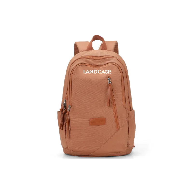 LANDCASE Fabric Backpack Laptop Backpack Regular Unisex Obsidian Black/Pearl White/Caramel Brown-11