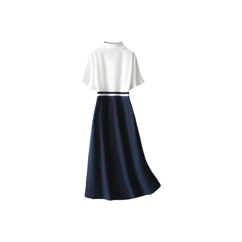 IHIMI Short Sleeved Dress Women's Navy Blue-0