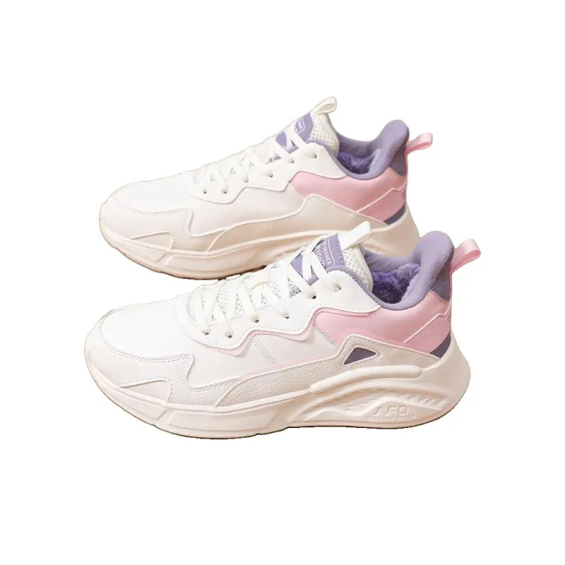 361° Slip Resistant Thermal Low Top Casual Shoes Women's White Pink Purple-2